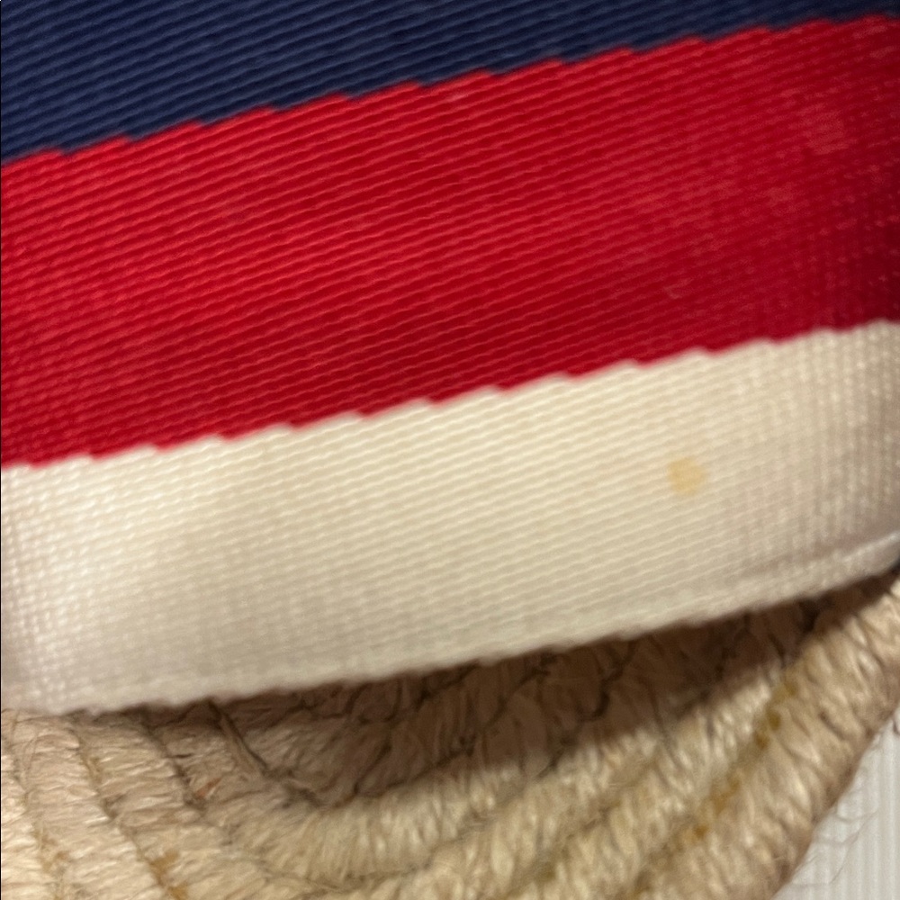 Gucci Navy, Red & Cream Espadrille Wedge Sandals with Ankle Ties - Picture 3 of 10